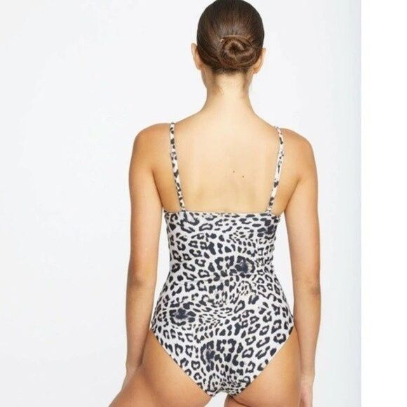 MIKOH Womens Size Small AITUTAKI Deep V Leopard Print ONE PIECE - Picture 2 of 12